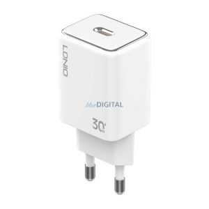 LDNIO A1508C hálózati töltő 1xUSB-C csatlakozással és Type-C - Type-C kábellel 30W - fehér