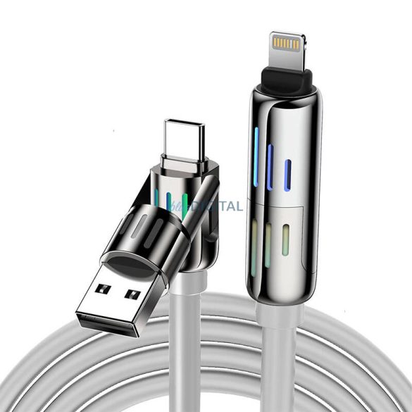 BlitzWolf BW-HDC6 USB-A/Type-C - Type-C/Lightning kábel 240W 1.2m - szürke