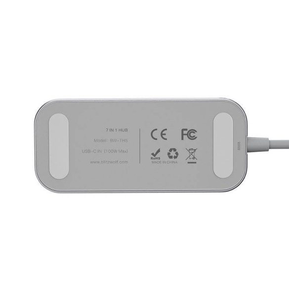 Adapter 7 az 1-ben Blitzwolf BW-TH5 USB-C hub 3xUSB 3.0-hoz, HDMI, USB-C PD, SD, microSD, SD, microSD