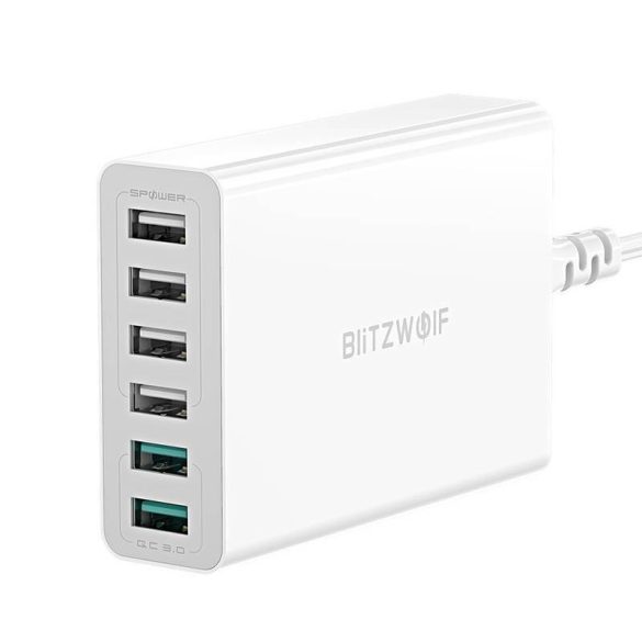 Blitzwolf BW-S15 hálózati töltő 6xUSB-A csatlakozóval 60W (fehér)