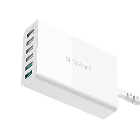 Blitzwolf BW-S15 hálózati töltő 6xUSB-A csatlakozóval 60W (fehér)