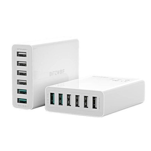 Blitzwolf BW-S15 hálózati töltő 6xUSB-A csatlakozóval 60W (fehér)