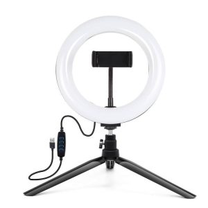 Ring lámpa / LED állvány Puluz 20cm telefontartóval PKT3073B