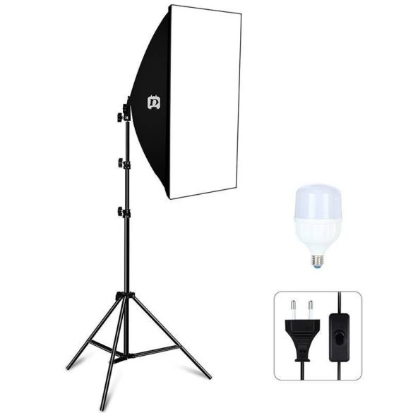 Stúdió készlet Puluz Softbox LED 50x70cm, állvány, LED izzó 1 db PU5070EU