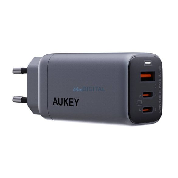 Aukey PA-B6U hálózati töltő 1xUSB-A és 2xUSB-C csatlakozással 67W - szürke