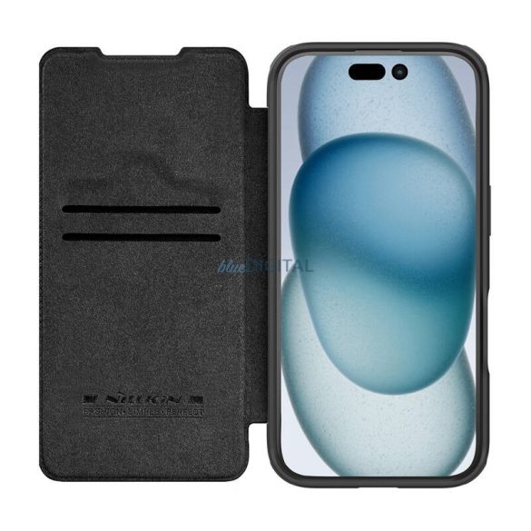 Nillkin Qin Prop Leather kinyitható tok iPhone 16 - fekete