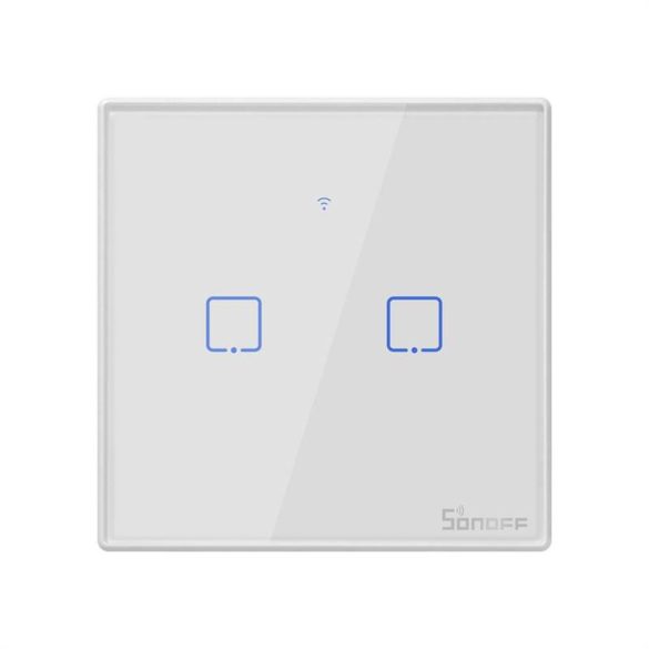 Sonoff Érintőképernyős kapcsoló WiFi + RF 433 T2 EU TX (2 csatornás)