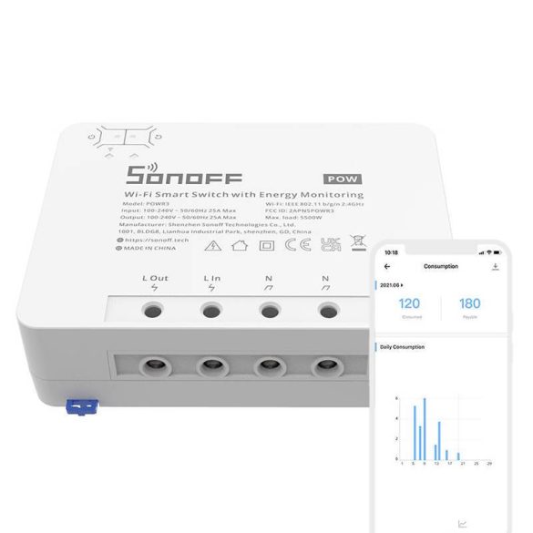 Sonoff Smart WiFi POWR3 kapcsoló nagy teljesítménnyel