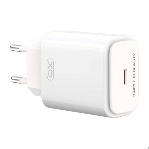 Xo L90B hálózati töltő 1xUSB-C csatlakozóval és Type-C - Type-C kábellel 18W (fehér)