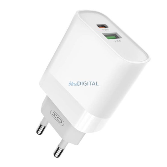 Xo L64 hálózati töltő 1xUSB-A és 1xUSB-C csatlakozóval és Type-C - Lightning kábellel 20W (fehér)