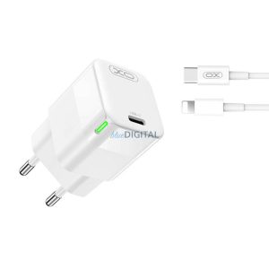 XO CE06 hálózati töltő 1xUSB-C csatlakozással és Lightning kábellel 30W - fehér