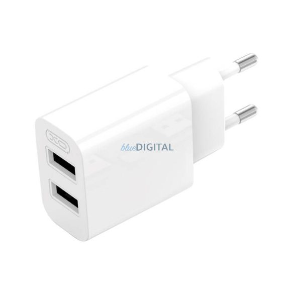 Xo L109 hálózati töltő 2xUSB-A csatlakozóval és USB-A - Type-C kábellel 2.4A fehér