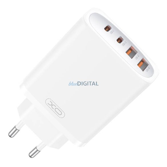 XO CE22 hálózati töltő 2xUSB-A és 2xUSB-C csatlakozással GaN 45W - fehér