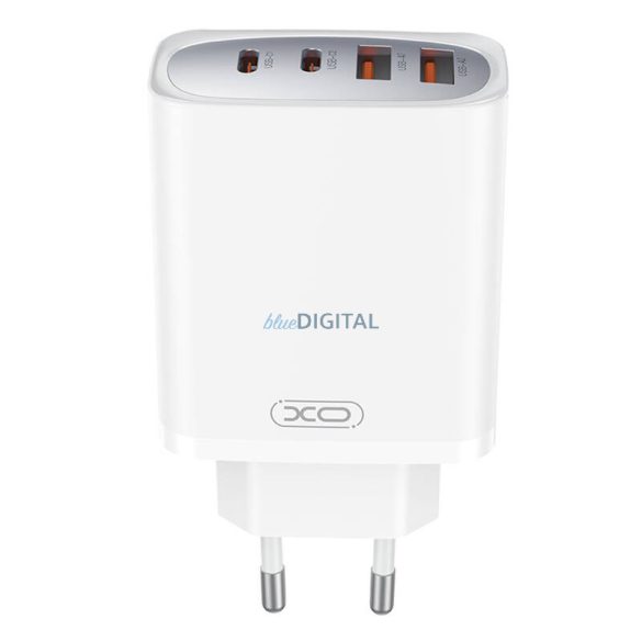 XO CE22 hálózati töltő 2xUSB-A és 2xUSB-C csatlakozással GaN 45W - fehér