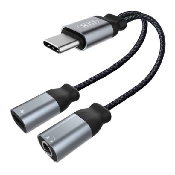 Audio adapter type-c type-c + 3,5 mm-es csatlakozó XO NBR160B Bluetooth átviteli funkció (fekete)