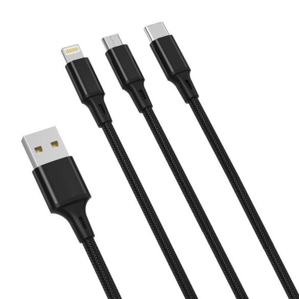 XO 3in1 kábel USB-C / Lightning / Micro 2.4A, 1,2m (fekete)