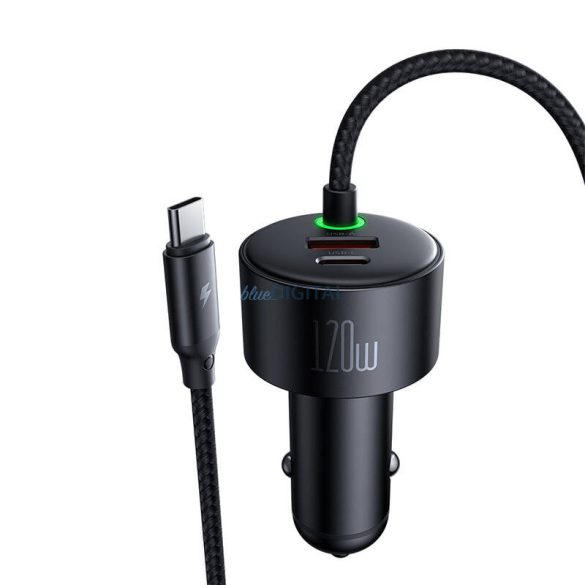 McDodo CC-0370 autós töltő 1xUSB-A és 1xUSB-C csatlakozással + rögzített Type-C és Lightning kábellel 120W - fekete