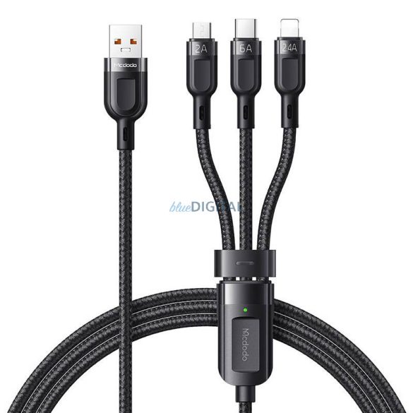 3 az 1-ben USB USB-C / Lightning / Micro USB kábel, Mcdodo CA-0930, 6A, 1.2m (fekete)