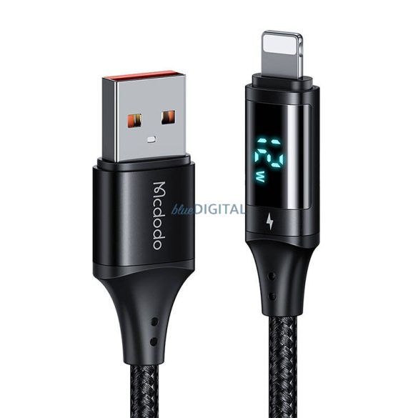 Mcdodo CA-1060 digitális kijelzős USB-A - Lightning kábel 1.2m 3A - fekete