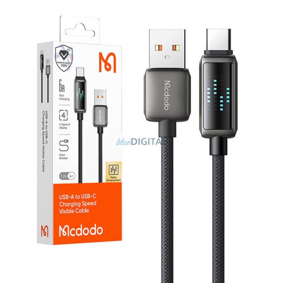 Mcdodo CA-2350 USB-A - Type-C kábel kijelzővel, 6A 1.2m - fekete