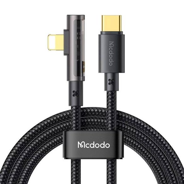 USB-C és Lightning Prism 90 fokos kábel Mcdodo CA-3391, 1.8m (fekete)