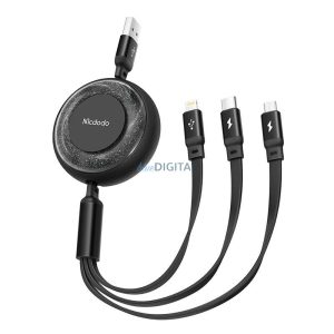 3 az 1-ben USB USB-C / Lightning / Micro USB kábel, Mcdodo CA-3570, 1.2m (fekete)