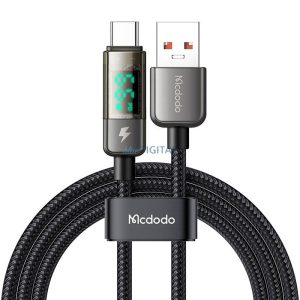 Mcdodo CA-3630 USB-A - Type-C kábel kijelzővel (túltöltés elleni védelem) PD 100W 6A 1.2m - fekete