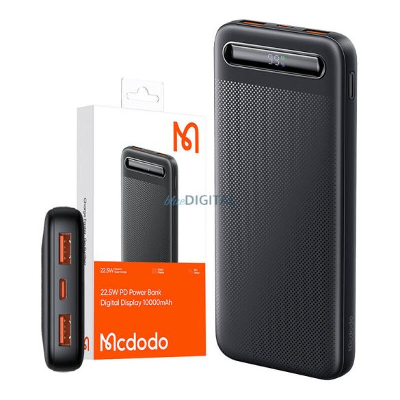 Mcdodo MC-3881 powerbank kijelzővel 10000mAh, 22.5W - fekete