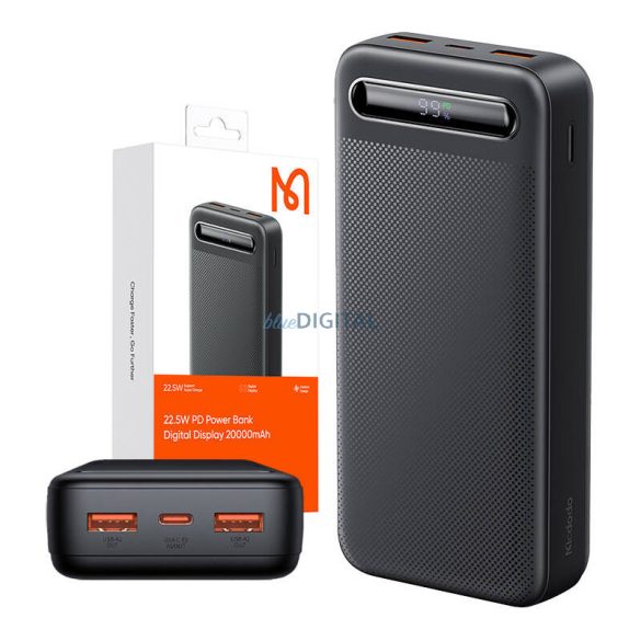 Mcdodo MC-3891 powerbank kijelzővel 20000mAh, 22.5W - fekete