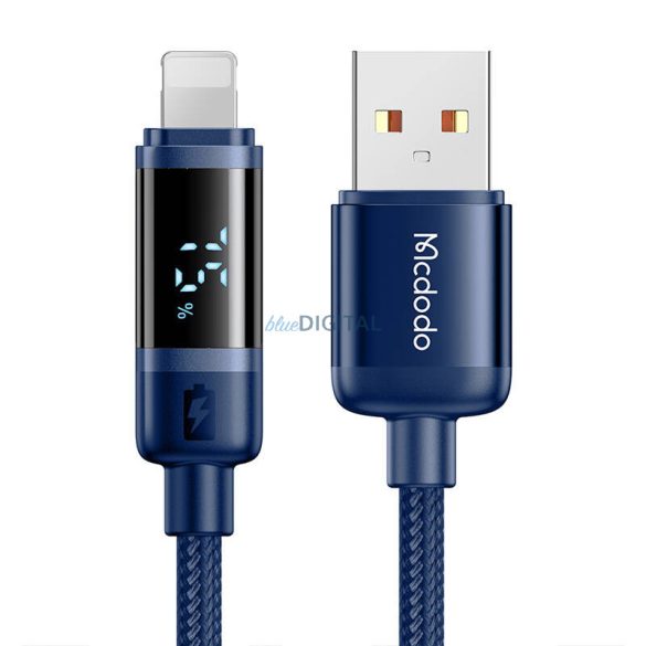 Mcdodo CA-5001 USB-A - Lightning kábel kijelzővel 100W 3A 1.2m - kék