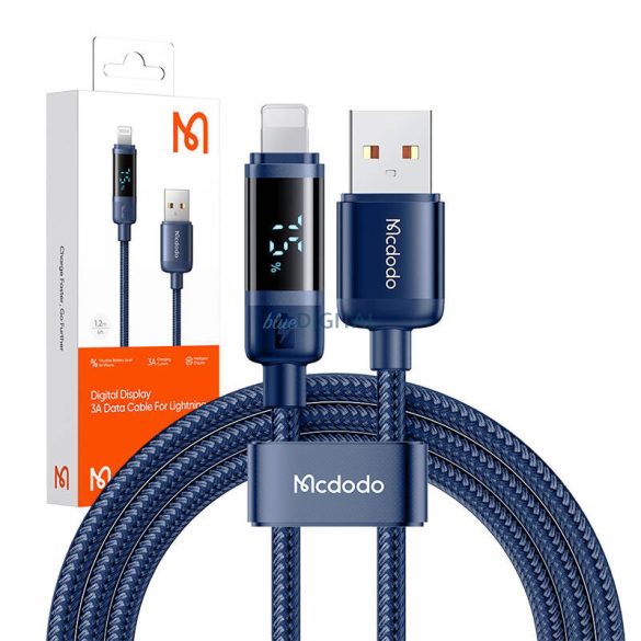 Mcdodo CA-5001 USB-A - Lightning kábel kijelzővel 100W 3A 1.2m - kék