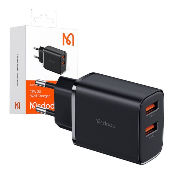 Mcdodo CH-5070 hálózati töltő 2xUSB-A csatlakozással 12W - fekete