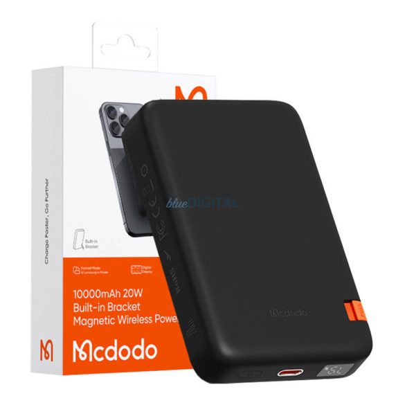 Mcdodo MC-5101 mágneses powerbank állvánnyal 10000mAh 20W - fekete