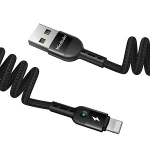 USB Lightning kábel, Mcdodo CA-6410, rugós, 1,8m (fekete)