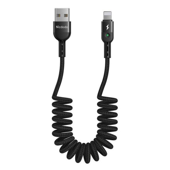 USB Lightning kábel, Mcdodo CA-6410, rugós, 1,8m (fekete)