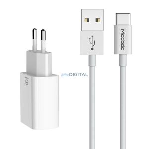 McDodo CH-6721 hálózati töltő 2xUSB-A csatlakozással és USB-A - Type-C kábellel 2.1A 1m - fehér