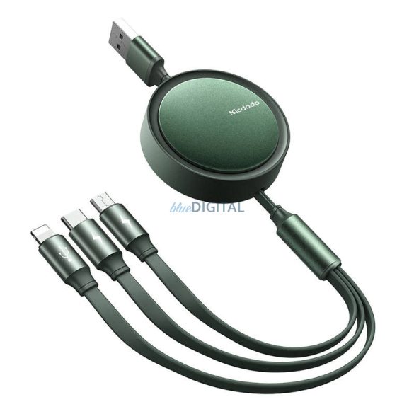 USB kábel Mcdodo CA-7252 3 az 1-ben behúzható 1,2m zöld