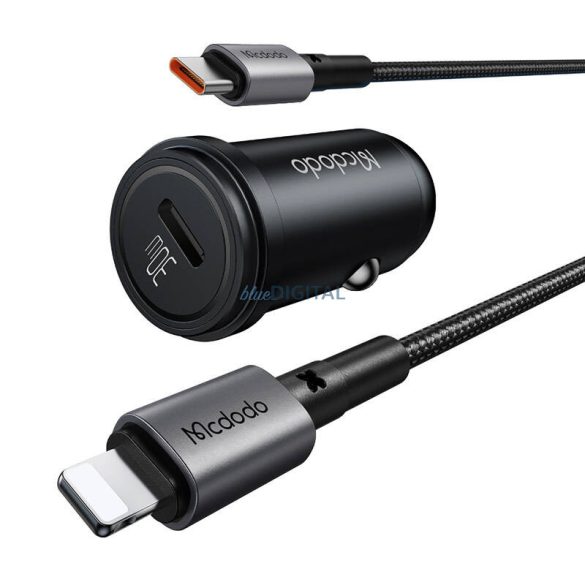 Mcdodo CC-7492 autós töltő, USB-C, 30W + USB-C Lightning kábel (fekete)