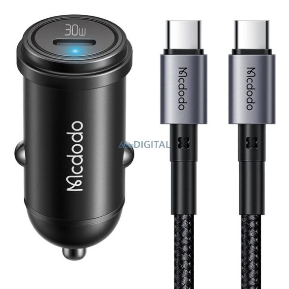 McDodo CC-7493 autós töltő 1xUSB-C csatlakozással és Type-C - Type-C kábellel 5A 65 W (fekete)