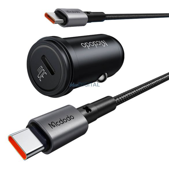 McDodo CC-7493 autós töltő 1xUSB-C csatlakozással és Type-C - Type-C kábellel 5A 65 W (fekete)