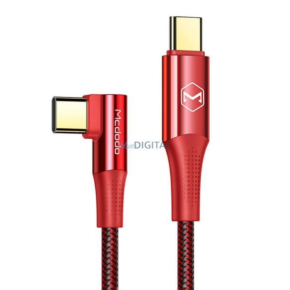 Kábel USB-C USB-C-re Mcdodo CA-8321 100W 90 fokos 1.2m (piros)