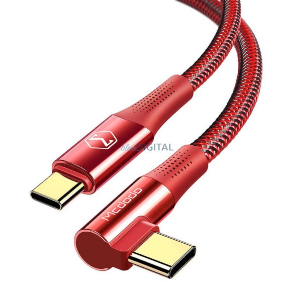 Kábel USB-C USB-C-re Mcdodo CA-8321 100W 90 fokos 1.2m (piros)