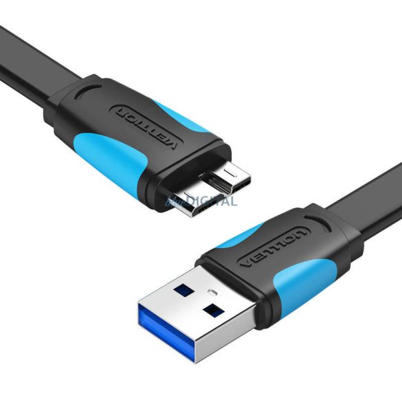 Lapos USB 3.0 A-Micro-B kábel Vention VAS-A12-B025 0,25m Fekete