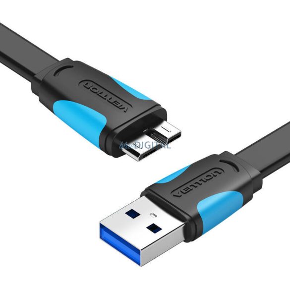 Lapos USB 3.0 A-Micro-B kábel Vention VAS-A12-B100 1m Fekete