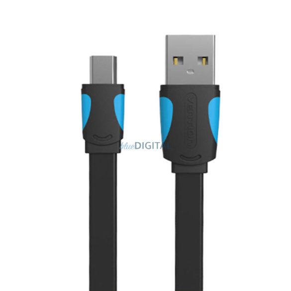 Lapos USB 2.0 A és Mini 5-pin kábel Vention VAS-A14-B050 0.5m Fekete