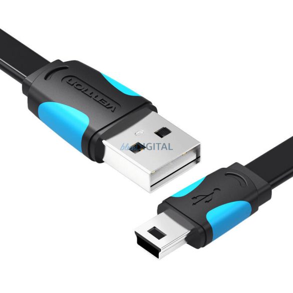 Lapos USB 2.0 A és Mini 5-pin kábel Vention VAS-A14-B050 0.5m Fekete