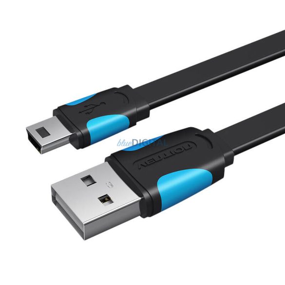 Lapos USB 2.0 A és Mini 5-pin kábel Vention VAS-A14-B100 1m Fekete