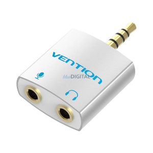 Adapter audio Vention BDBW0 4 pólusú 3,5 mm-es male 2x 3,5 mm-es female ezüst 0,25m