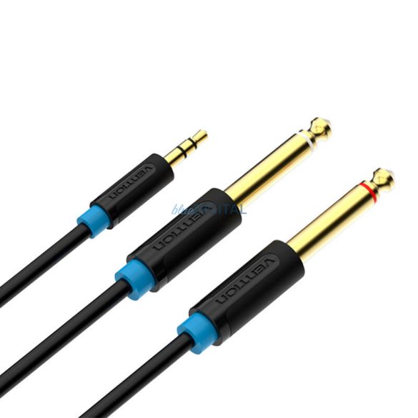 Vention BACBD TRS 3,5 mm-es male 3,5 mm-es és 6,35 mm-es male audió kábel 0,5 m fekete színben