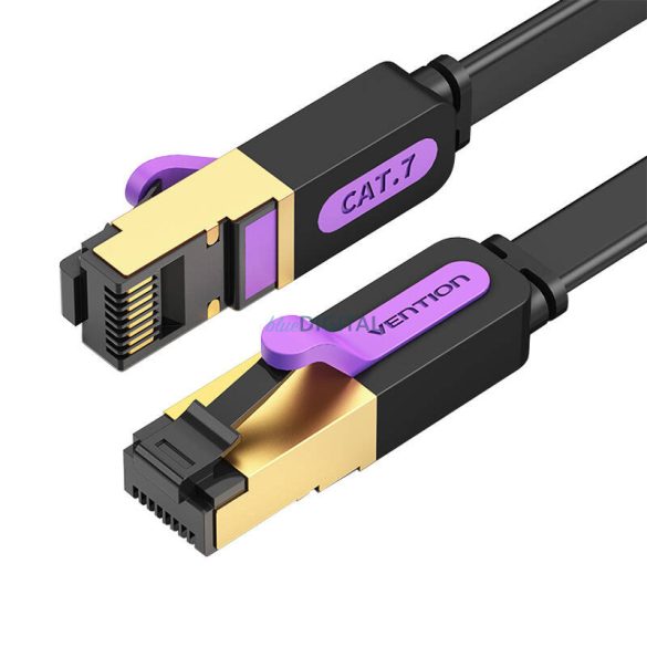 Lapos UTP 7-es kategóriájú hálózati kábel Vention ICABL 10m Fekete